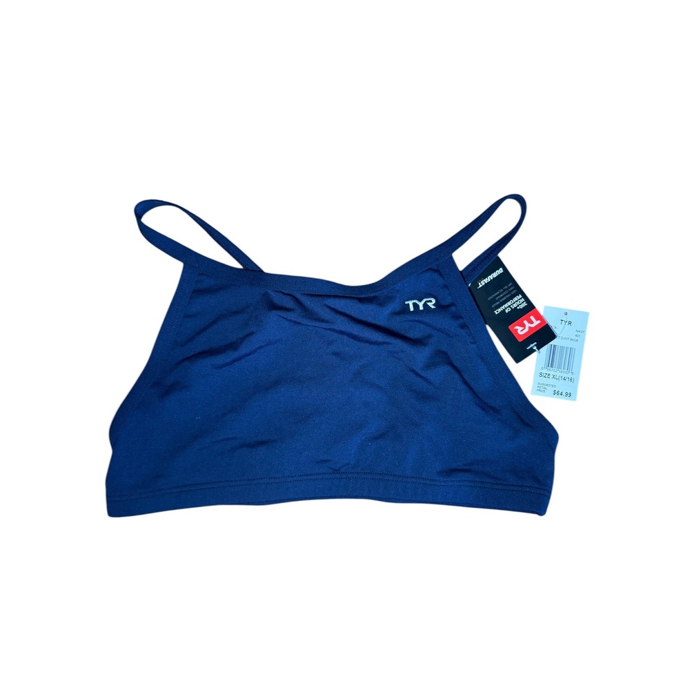 TYR Durafast One Navy Blue Kids XL 14 16 Bikini‎ Swim Top ONLY BDRF7A UPF 50+